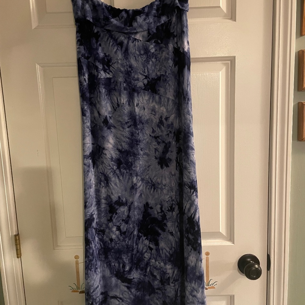 Ladies Long Skirt (Maxi) Tie Dye Blue